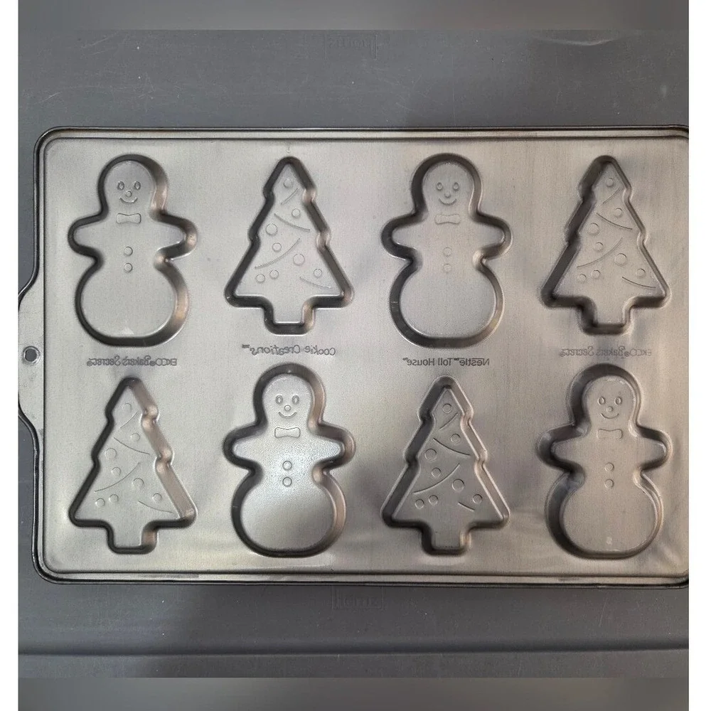 Nestle Holiday Christmas‎ Trees And Snowman Nonstick Baking Pan Cookie Sheet